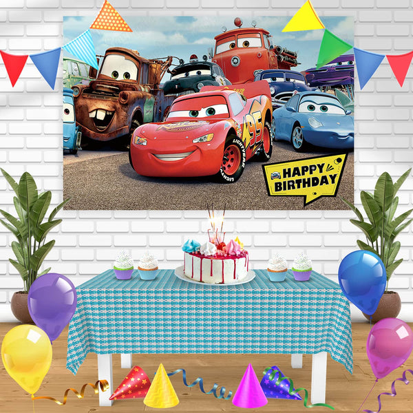 Cars Movie BB Bn Birthday Banner Personalized Party Backdrop Decoration