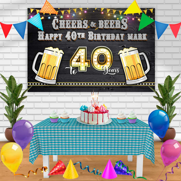 Cheers And Beer Birthday Birthday Banner Personalized Party Backdrop Decoration