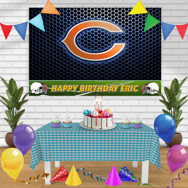 Chicago Bears Birthday Banner Personalized Party Backdrop Decoration