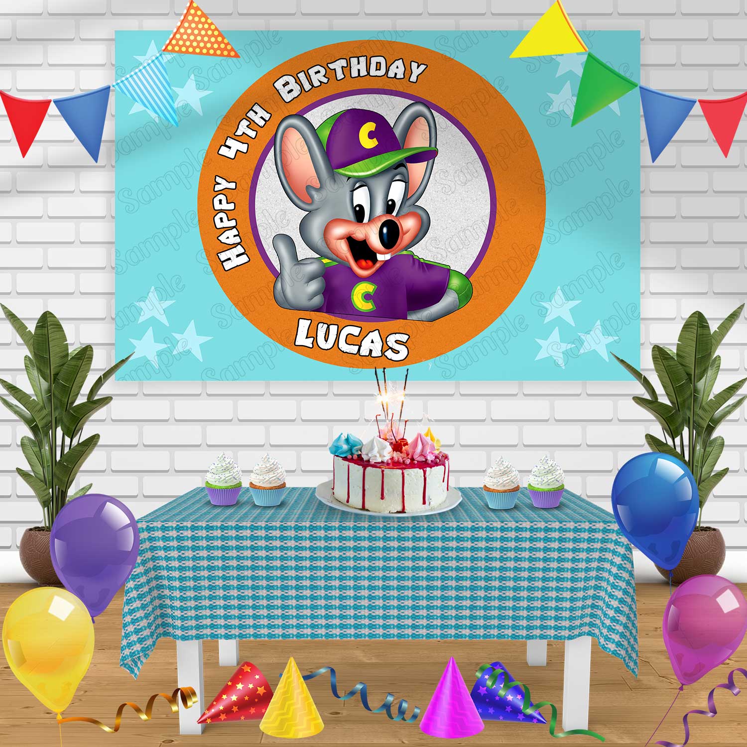 Chuck E Cheese Birthday Banner Personalized Party Backdrop Decoration Chuck E Cheese Birthday Banner Personalized Party Backdrop Decoration