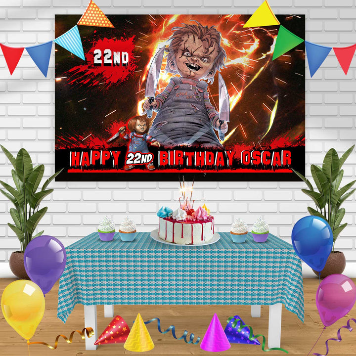 Chucky Birthday Banner Personalized Party Backdrop Decoration