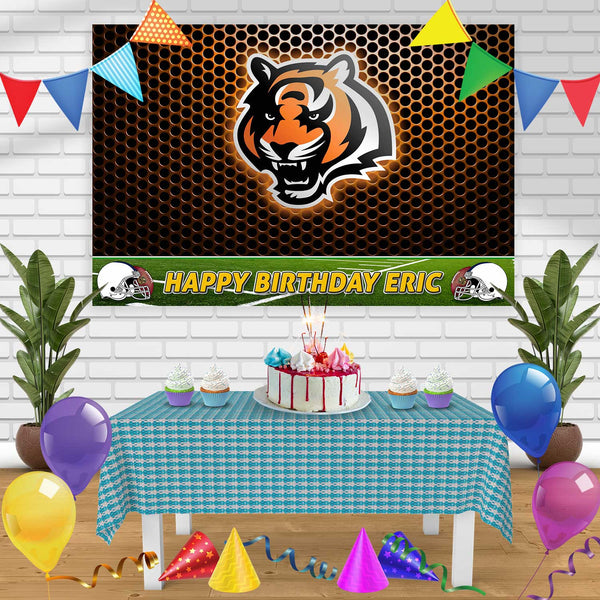 Cincinnati Bengals Birthday Banner Personalized Party Backdrop Decoration