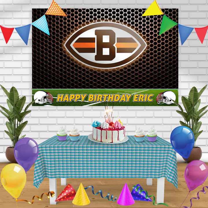 Cleveland Browns Birthday Banner Personalized Party Backdrop Decoration