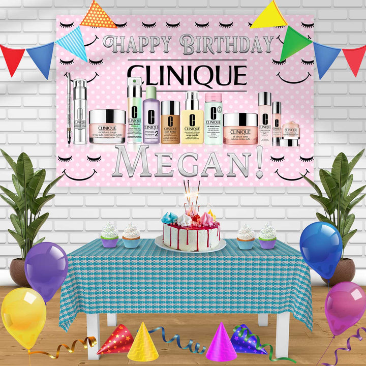 Clinique Makeup Birthday Banner Personalized Party Backdrop Decoration