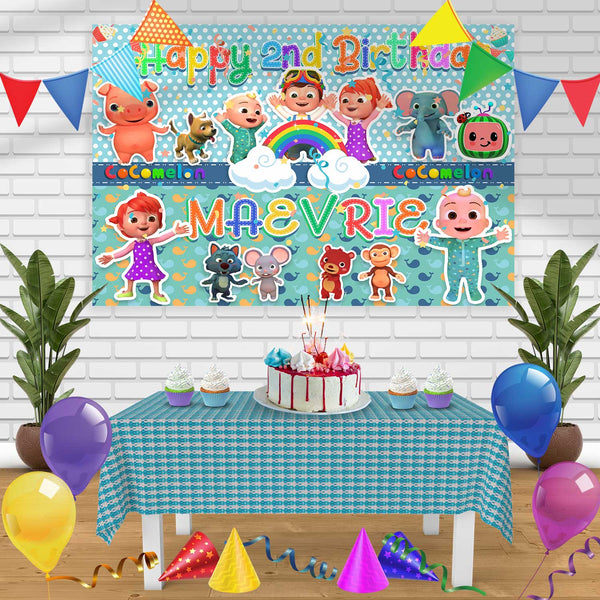 Cocomelon 3 Birthday Banner Personalized Party Backdrop Decoration