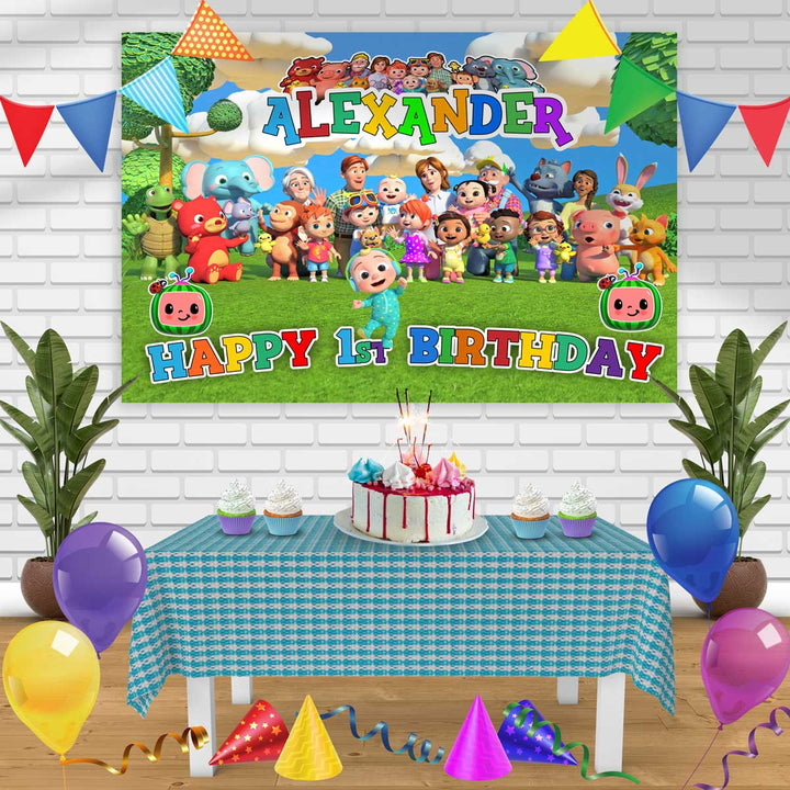 Cocomelon 2 Birthday Banner Personalized Party Backdrop Decoration