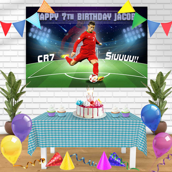 Cristiano Ronaldo Portugal CR7 Star Soccer Siuuuu Bn Birthday Banner Personalized Party Backdrop Decoration