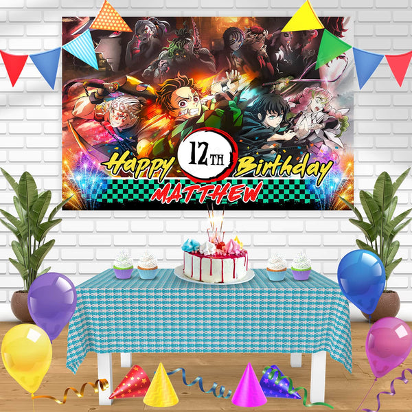 Demon Slayer Kimetsu no Yaiba Swordsmith Village Arc Season 3 Bn Birthday Banner Personalized Party Backdrop Decoration