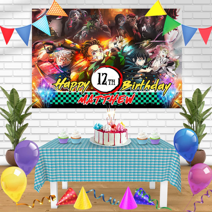 Demon Slayer Kimetsu no Yaiba Swordsmith Village Arc Season 3 Bn Birthday Banner Personalized Party Backdrop Decoration