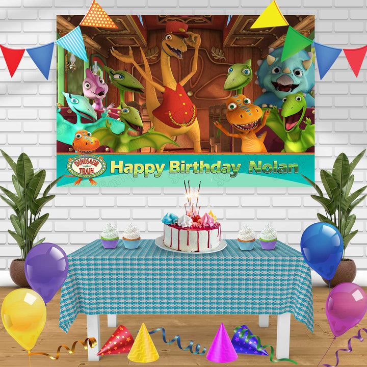 Dinosaur Train Birthday Banner Personalized Party Backdrop Decoration
