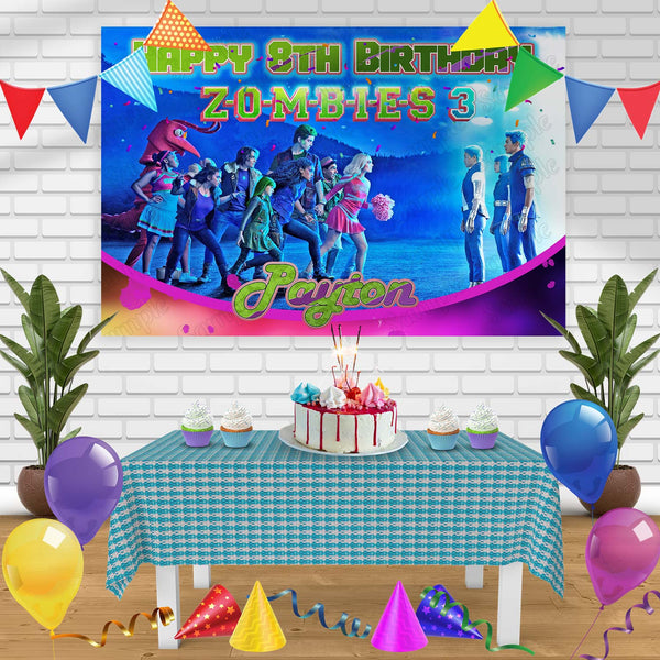 Disney Zombies 3 Aliens Birthday Banner Personalized Party Backdrop Decoration