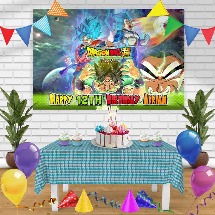 Dragon Ball Super Broly Birthday Banner Personalized Party Backdrop Decoration