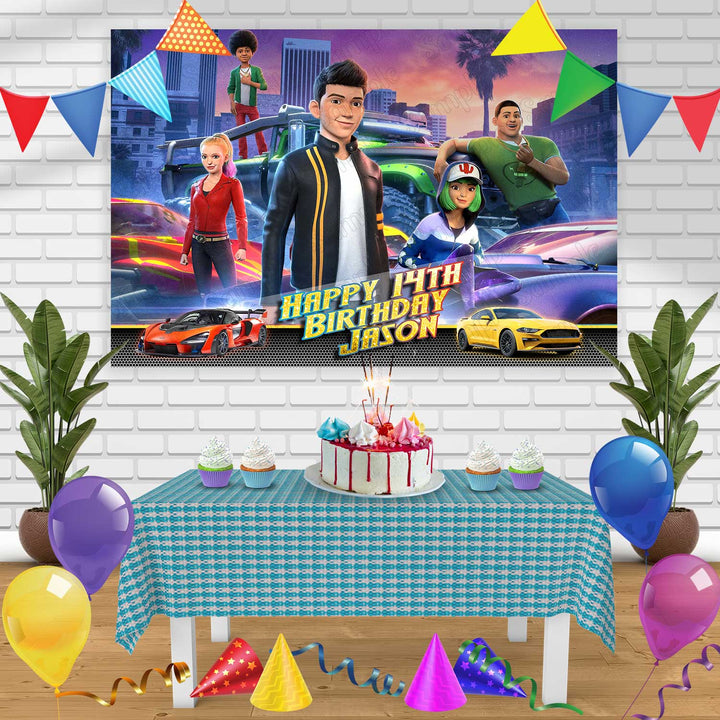 Fast and Furious Spy Racers Birthday Banner Personalized Party Backdrop Decoration