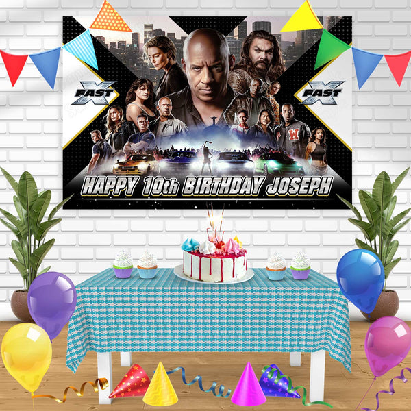 FastFurious Fast X Vin Diesel Dominic Toretto Bn Birthday Banner Personalized Party Backdrop Decoration