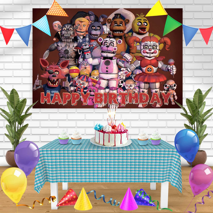 Five Nights at Freddys FNaF Bn Birthday Banner Personalized Party Backdrop Decoration