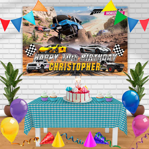 Forza Horizon 5 Birthday Banner Personalized Party Backdrop Decoration