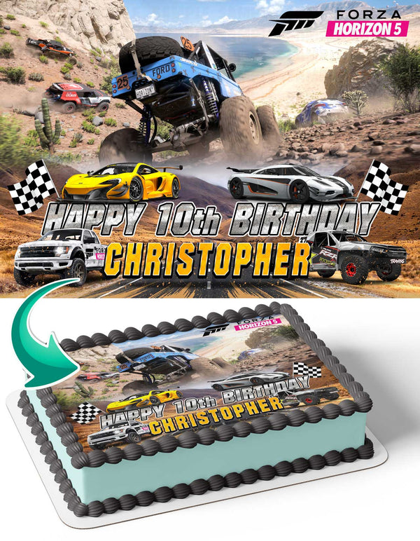 Forza 5 Gamer Racing Speed Edible Cake Toppers