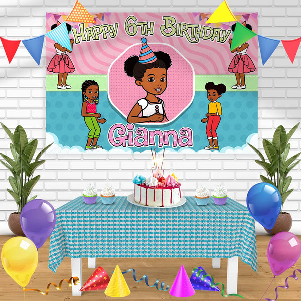 Gracies Corner Girl Pink Cute Bn Birthday Banner Personalized Party Backdrop Decoration