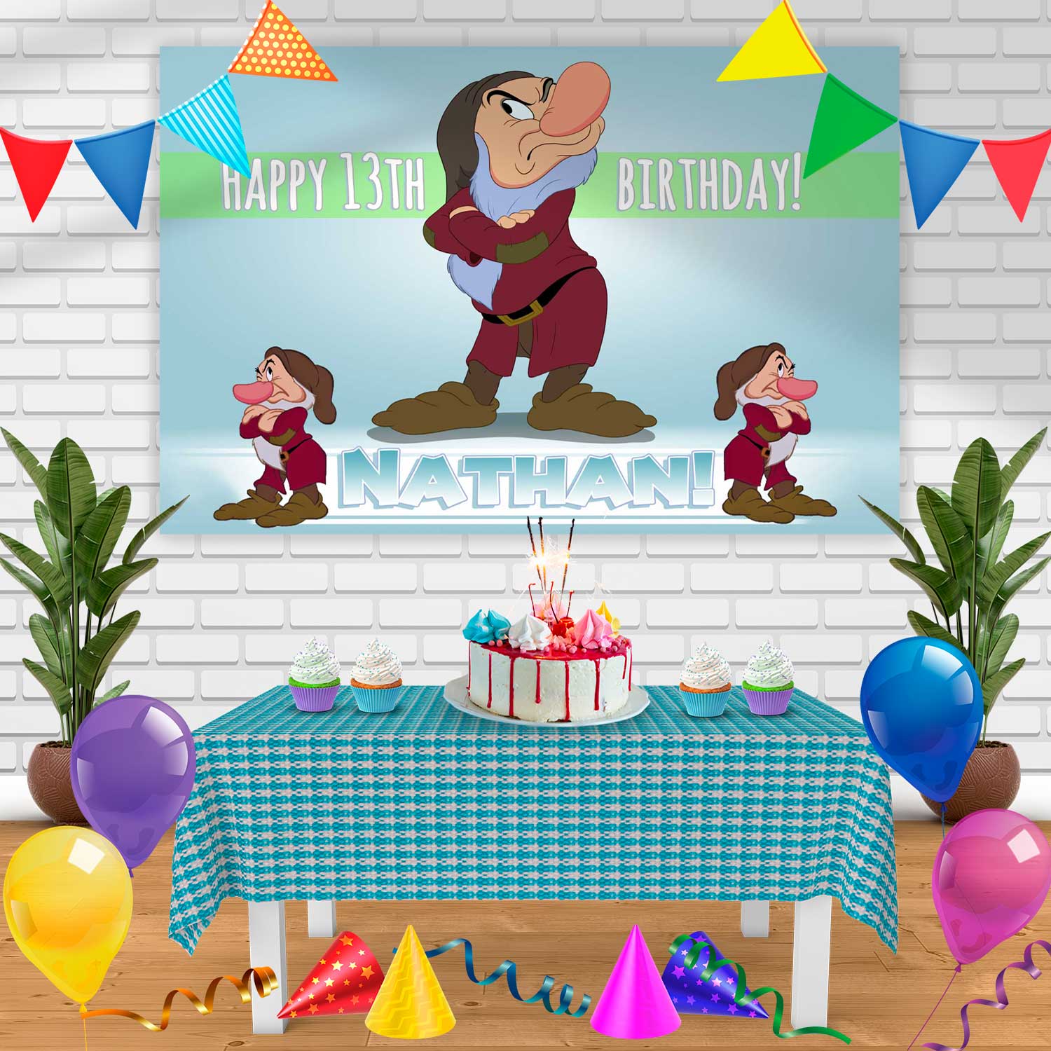 Grumpy Birthday Banner Personalized Party Backdrop Decoration ...