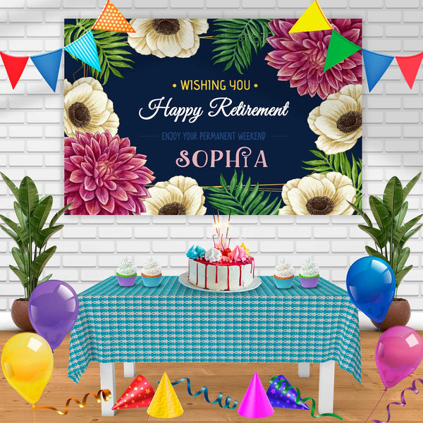 Happy Retirement Enjoy W Birthday Banner Personalized Party Backdrop Decoration