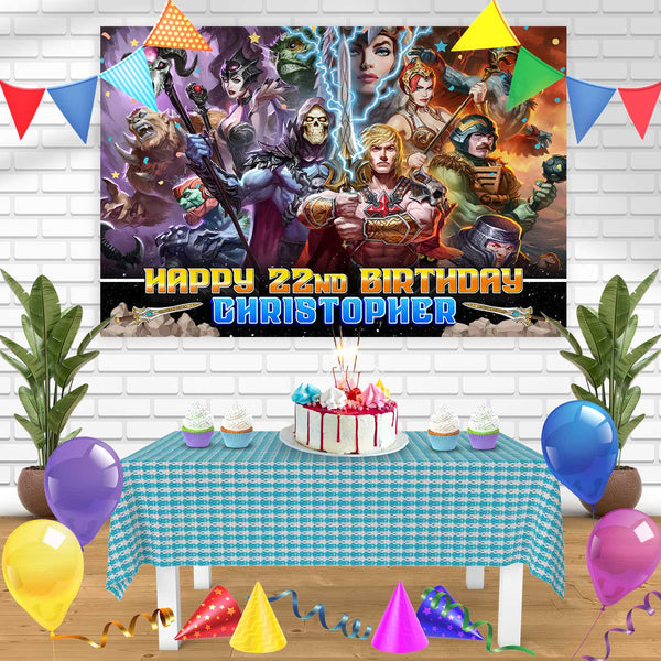 HeMan and the Masters of the Universe HU Bn Birthday Banner Personalized Party Backdrop Decoration