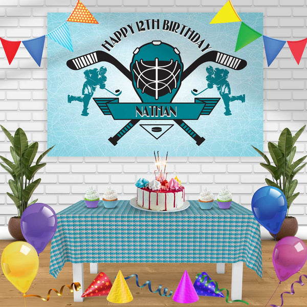 Hockey Birthday Banner Personalized Party Backdrop Decoration