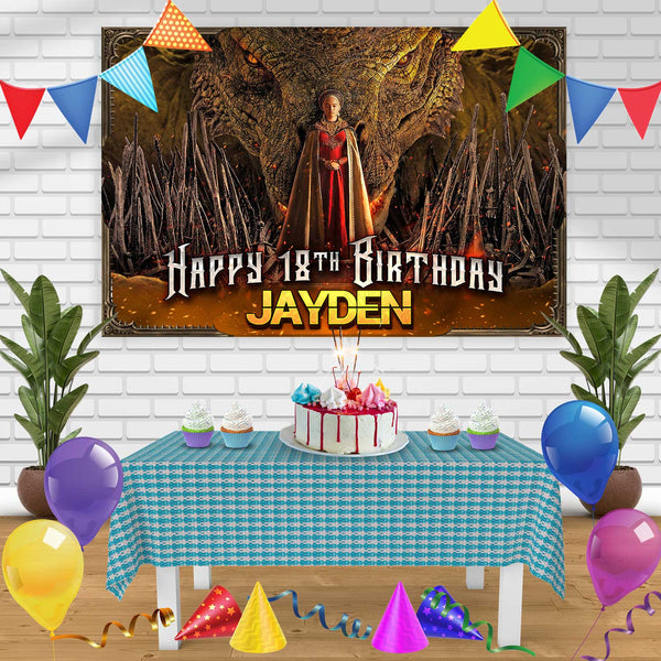 House of the Dragon HBO Birthday Banner Personalized Party Backdrop Decoration