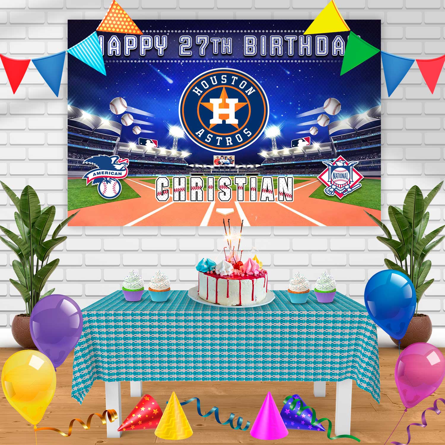 Houston Astros Birthday Banner Personalized Party Backdrop Decoration ...