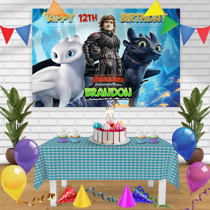 How to Train Your Dragon The Hidden World 2A Birthday Banner Personalized Party Backdrop Decoration