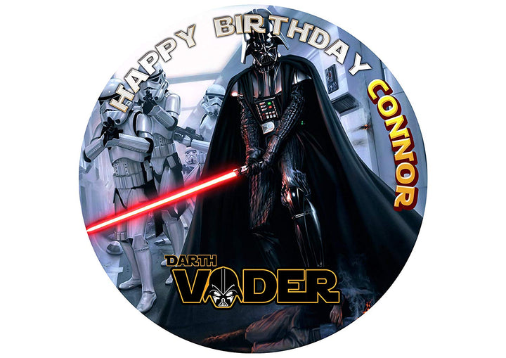 Darth Vader Star Wars Edible Cake Toppers Round