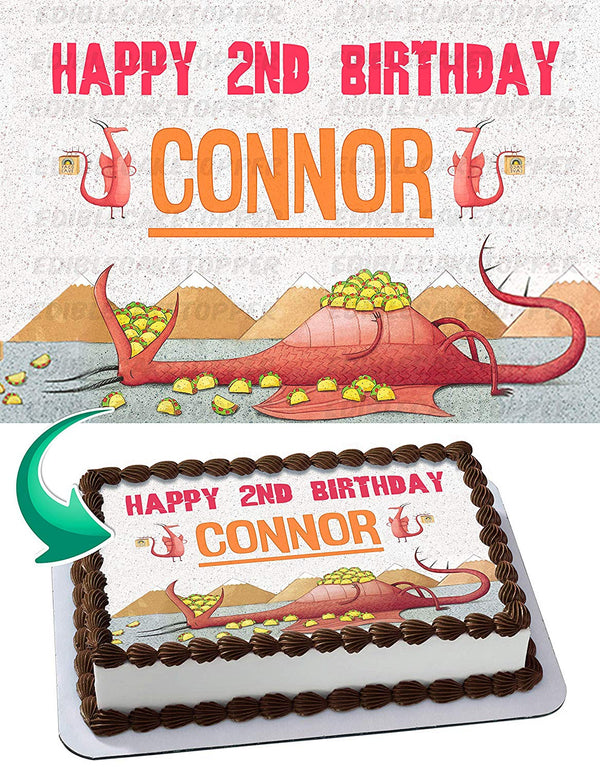 Dragons Love Tacos Edible Cake Toppers