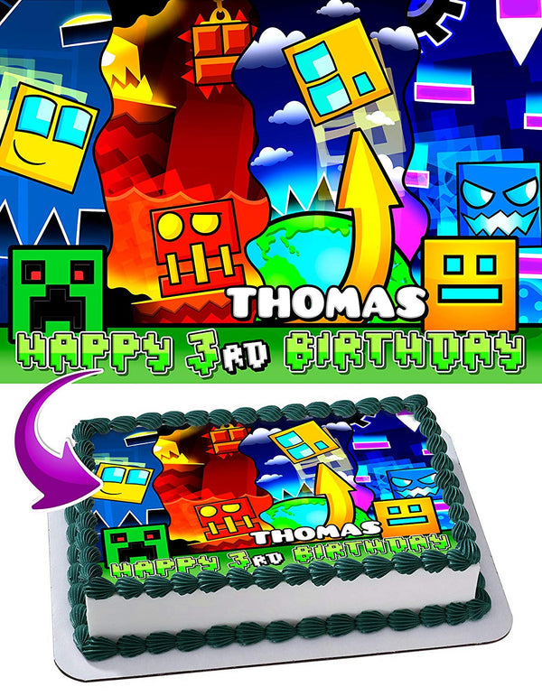 Geometry Dash Edible Cake Toppers