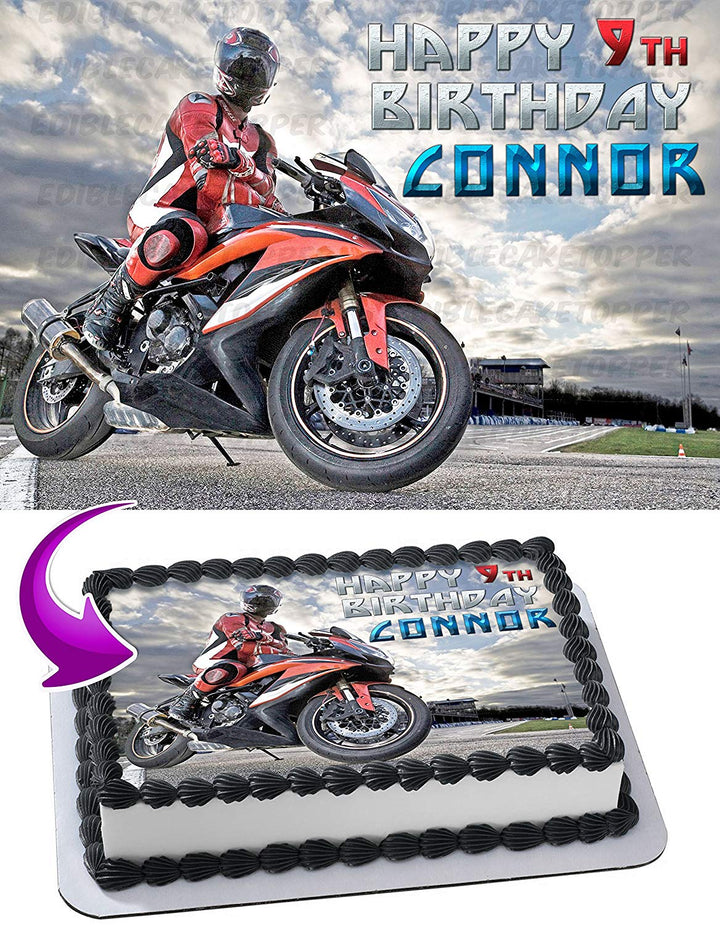 fondant motorcycle helmet Motorcycle Racing Edible Cake Toppers – Ediblecaketopper