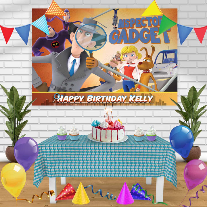 inspector gadget Birthday Banner Personalized Party Backdrop Decoration