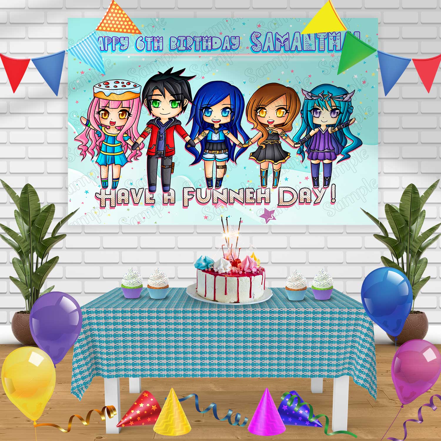 ItsFunneh Birthday Banner Personalized Party Backdrop Decoration ...