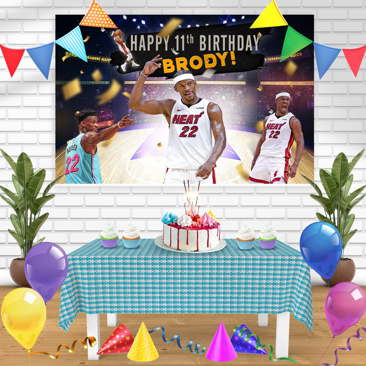 Jimmy Blutler Buckets Miami Heat Bn Birthday Banner Personalized Party Backdrop Decoration