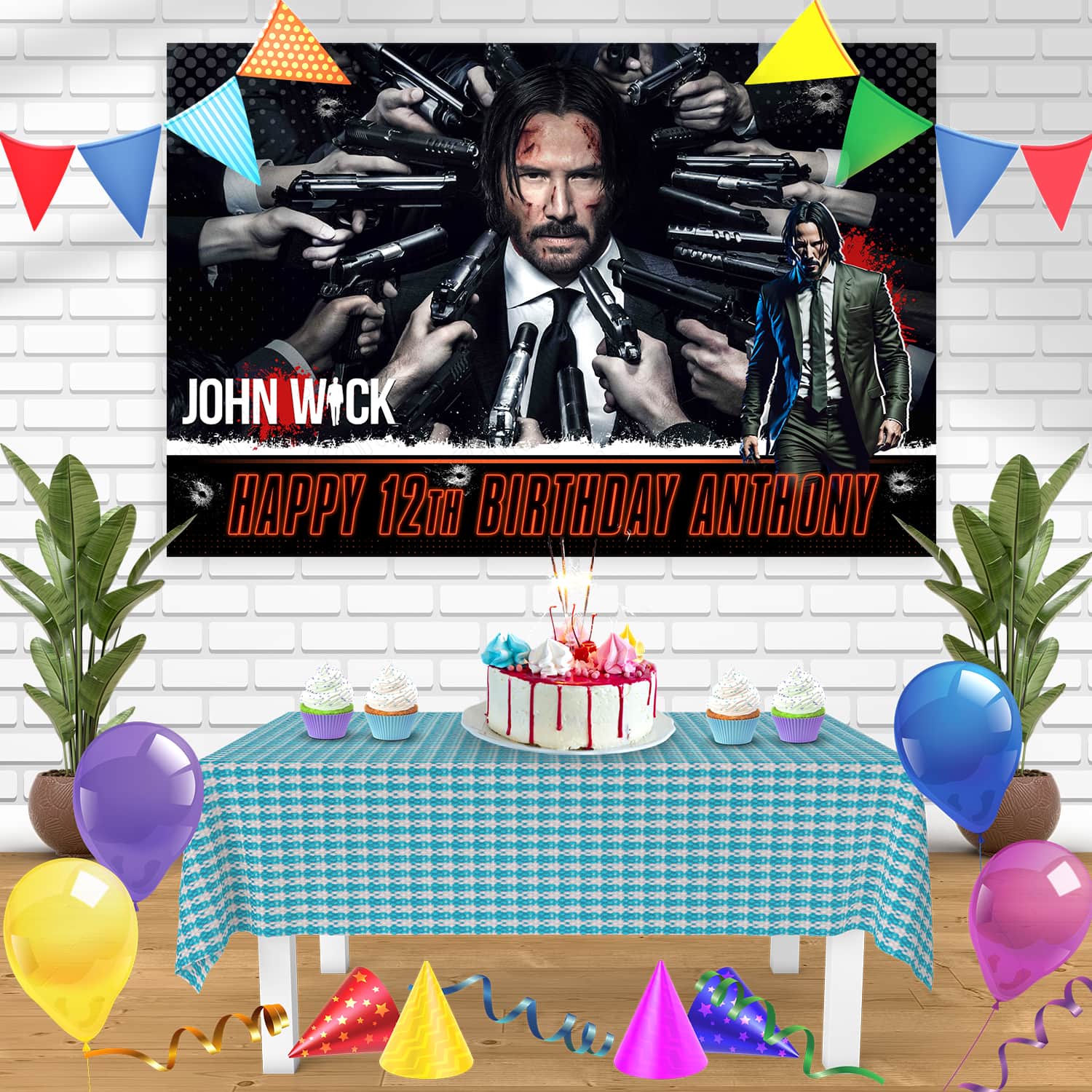 John Wick Chapter 4 Birthday Banner Personalized Party Backdrop Decora ...