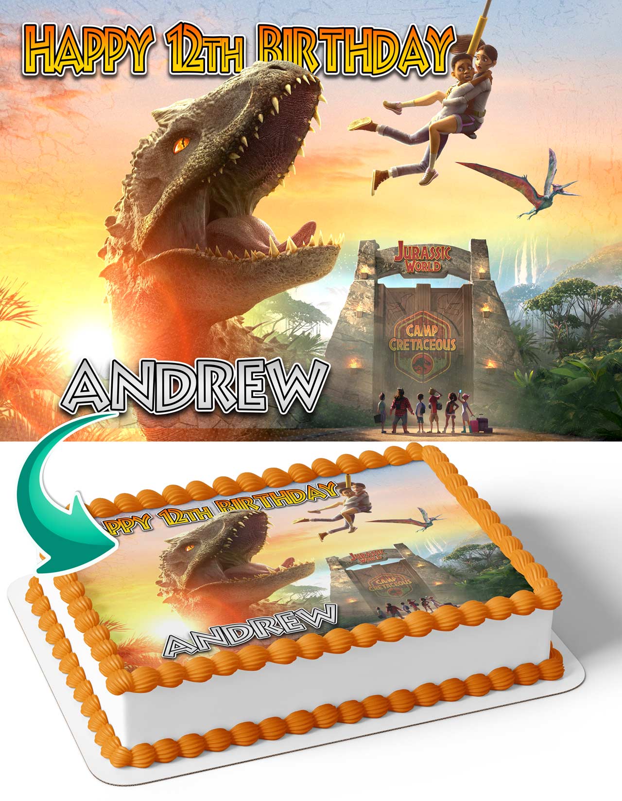 Jurassic World Camp Cretaceous Edible Cake Toppers Edible Cake Topper Corp