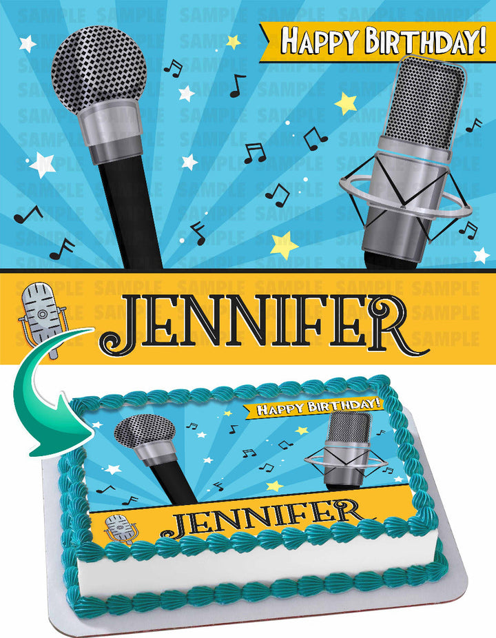 Music Microphone Karaoke Edible Cake Toppers