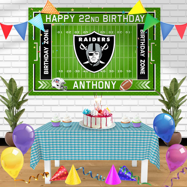 Las Vegas Raiders Birthday Banner Personalized Party Backdrop Decoration