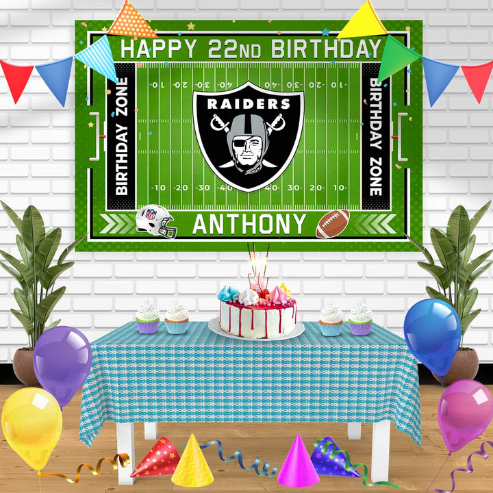 Las Vegas Raiders Birthday Banner Personalized Party Backdrop Decoration