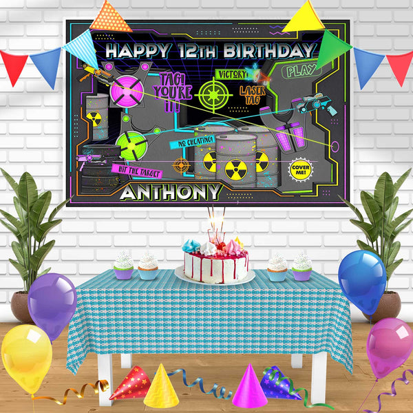 Laser Tag Guns Birthday Banner Personalized Party Backdrop Decoration