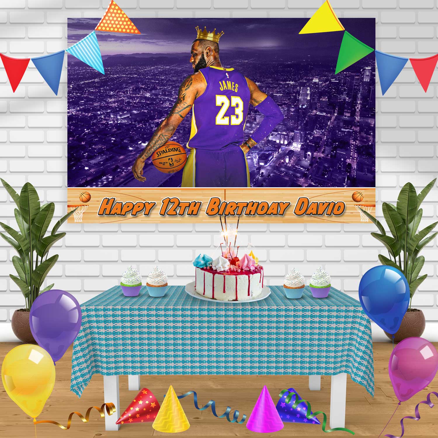 Lebron James Lakers Birthday Banner Personalized Party Backdrop Decora ...