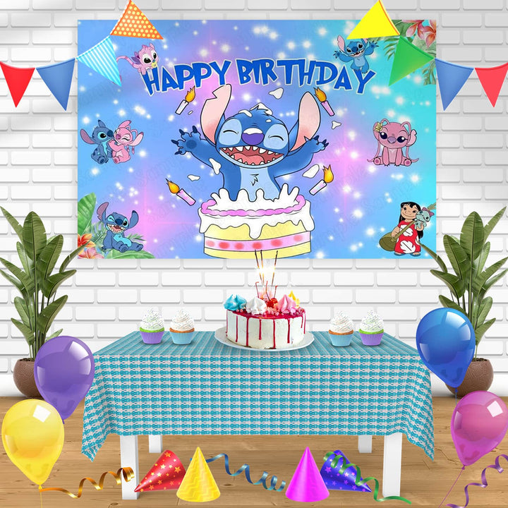 LiloStitch Cake Beach Bn Birthday Banner Personalized Party Backdrop Decoration