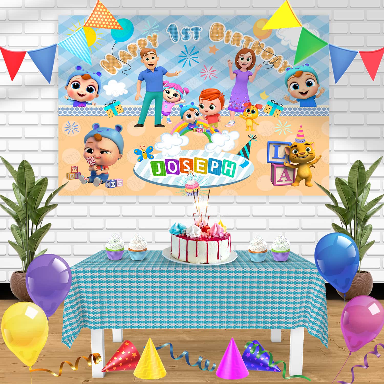 Little Angel Nursery Kids Birthday Banner Personalized Party Backdrop ...