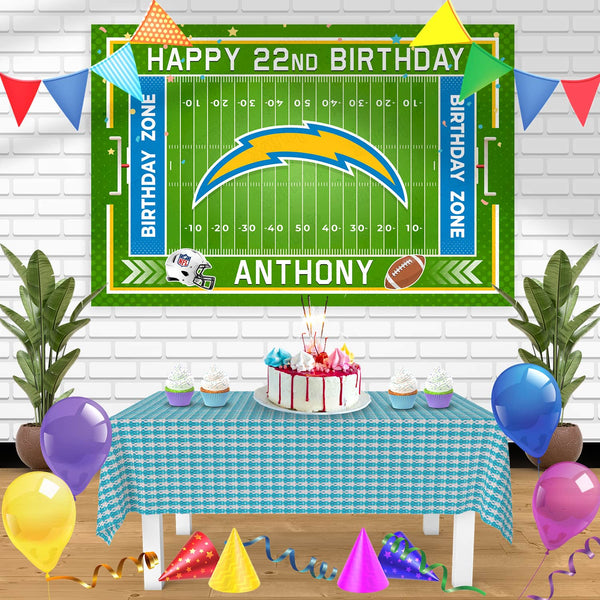 Los Angeles Chargers Birthday Banner Personalized Party Backdrop Decoration