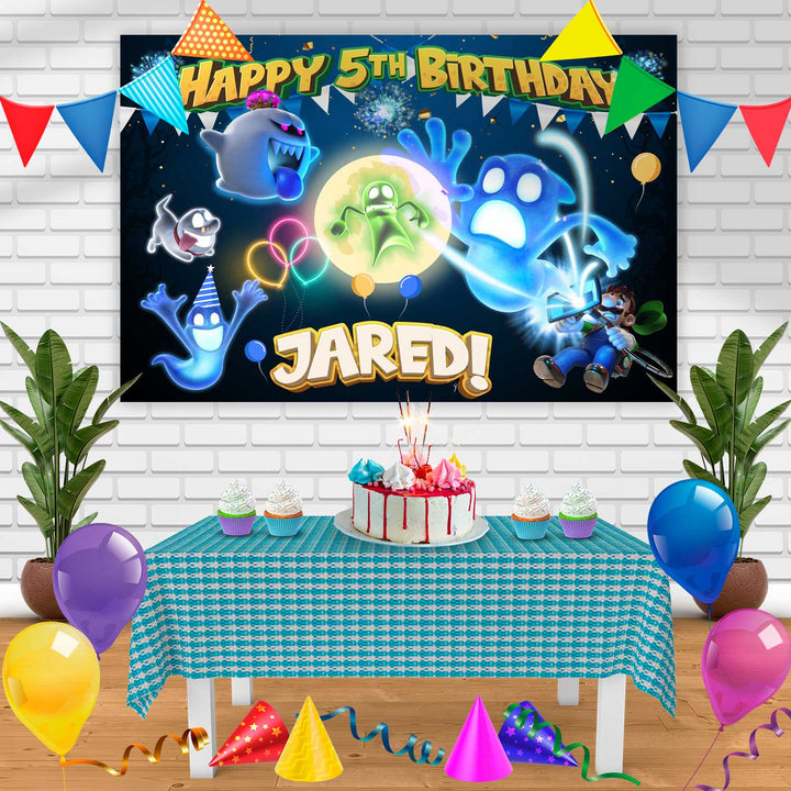 Luigi Masion Lm Birthday Banner Personalized Party Backdrop Decoration