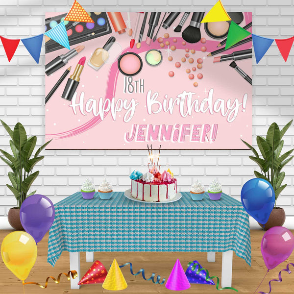 make up Birthday Banner Personalized Party Backdrop Decoration