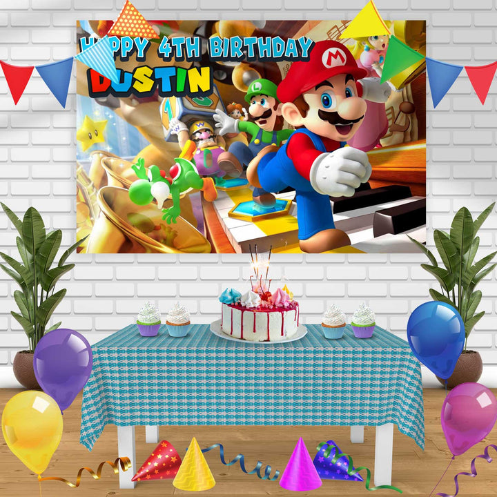 MARIO 2a Birthday Banner Personalized Party Backdrop Decoration