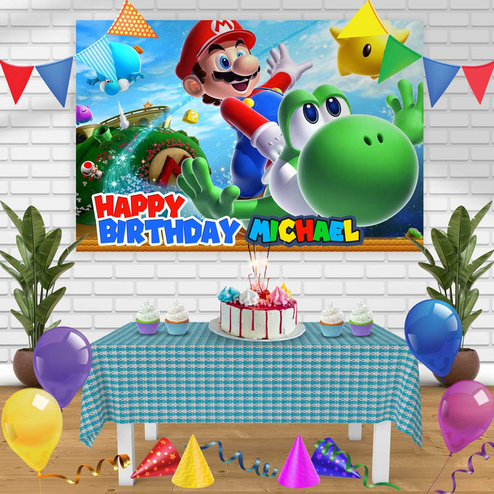 MARIO 5 Birthday Banner Personalized Party Backdrop Decoration